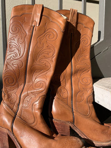 VINTAGE FRYE LEATHER COWGIRL BOOTS